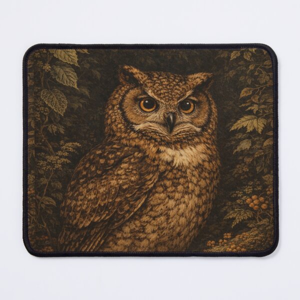 Item preview, Vintage Great Horned Owl - Dark Academia Forest Nature Art designed and sold by myforestfog.