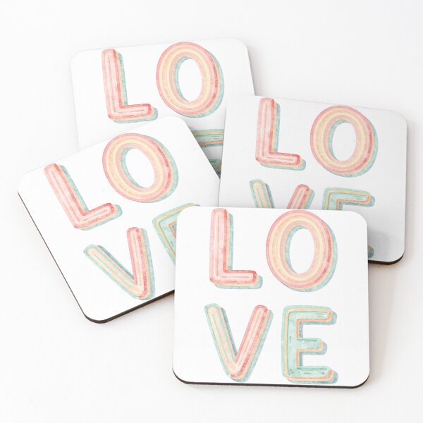 Item preview, Retro Layered Watercolor LOVE Typography Design designed and sold by DesignArtist.ia.