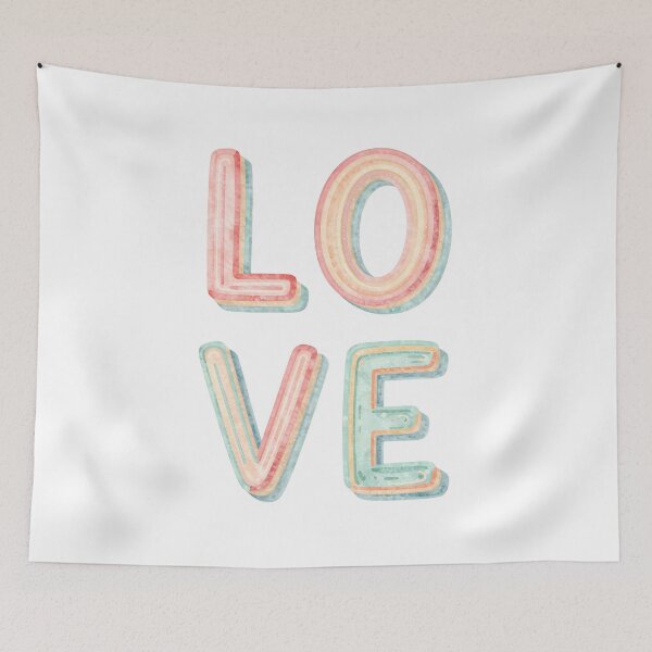 Item preview, Retro Layered Watercolor LOVE Typography Design designed and sold by DesignArtist.ia.