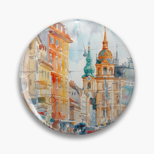 Item preview, Graz Austria Historic Street Scene Watercolor designed and sold by caracatita75.