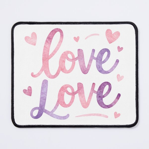 Item preview, Purple and Pink Watercolor Ombre Love Script with Hearts designed and sold by DesignArtist.ia.