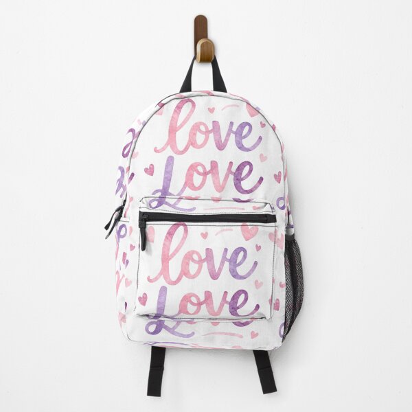 Item preview, Purple and Pink Watercolor Ombre Love Script with Hearts designed and sold by DesignArtist.ia.