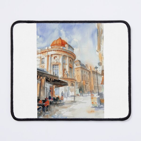 Item preview, Bucharest Romania Historic Old Town Street Watercolor designed and sold by caracatita75.