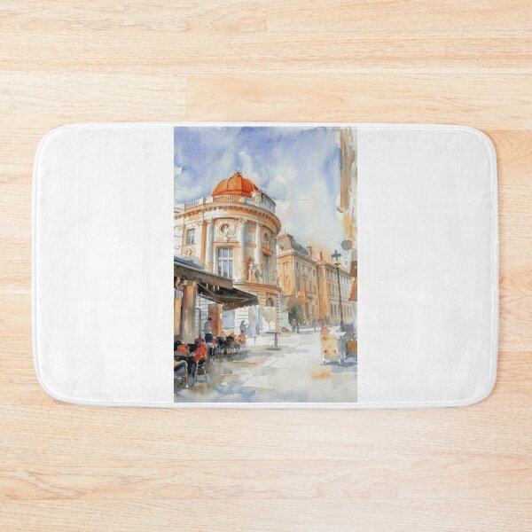 Item preview, Bucharest Romania Historic Old Town Street Watercolor designed and sold by caracatita75.