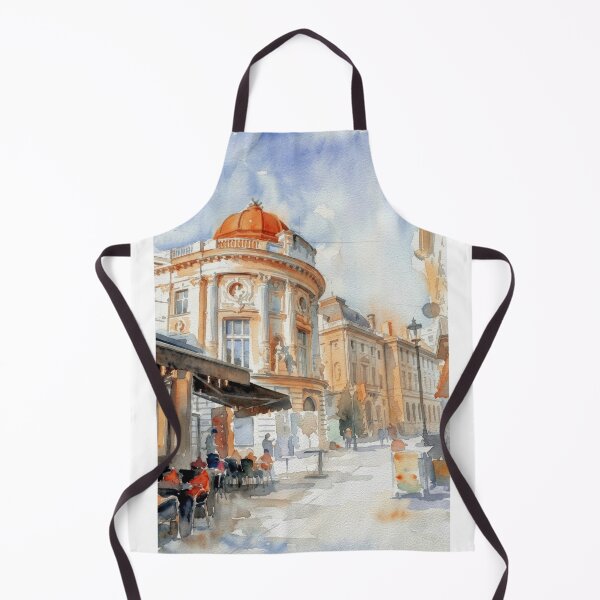 Item preview, Bucharest Romania Historic Old Town Street Watercolor designed and sold by caracatita75.