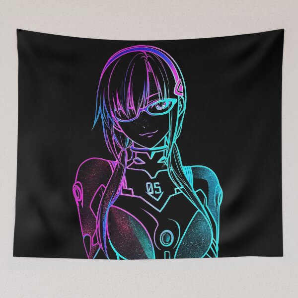 Item preview, Neon Cyberpunk Anime Girl Glow Line Art Futuristic Aesthetic Vaporwave Sci Fi Design designed and sold by Dyan4.