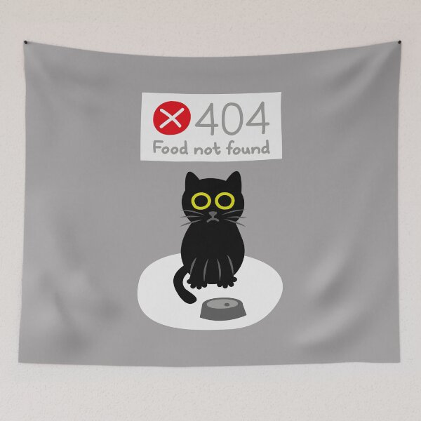 Item preview, 404 Food Not Found - Sad Hungry Cat Error designed and sold by fishdesigns.