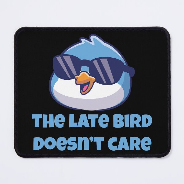 Item preview, The Late Bird Doesn’t Care – Funny Lazy Bird Pun Illustration, Cool Sunglasses Bird Humor Design designed and sold by WordPlayStudio.