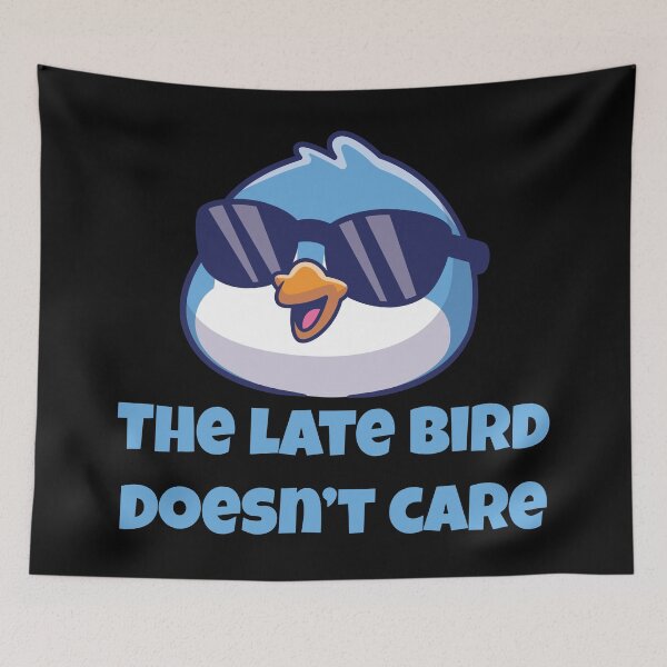Item preview, The Late Bird Doesn’t Care – Funny Lazy Bird Pun Illustration, Cool Sunglasses Bird Humor Design designed and sold by WordPlayStudio.