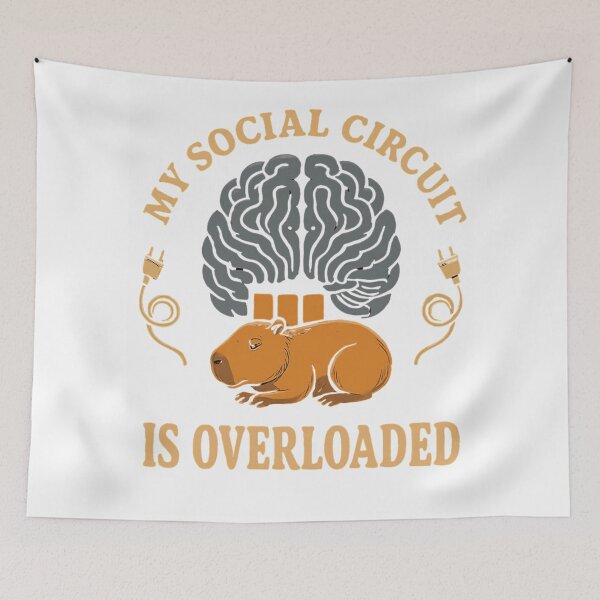 Item preview, Social Circuit Overloaded - Retro Capybara & Brain Tech Introvert Design designed and sold by designerr23 ⭐⭐⭐⭐⭐.