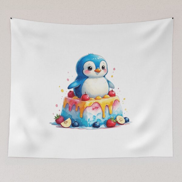 Item preview, Cute Penguin on Shaved Ice Dessert Summer Food Art designed and sold by AQUILAKREO.
