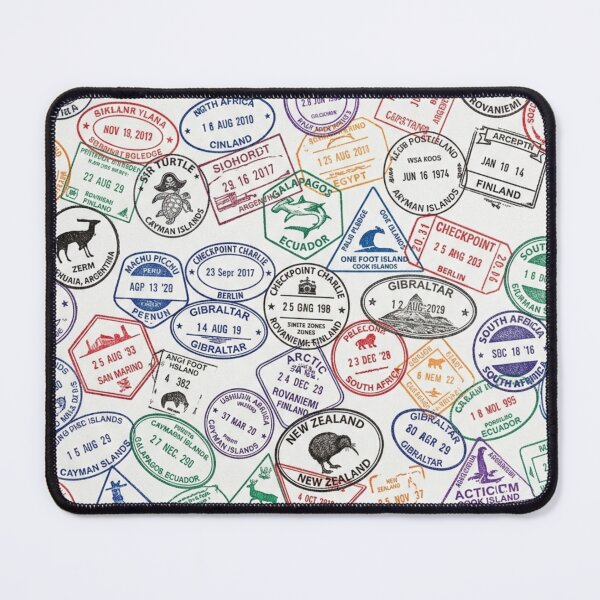 Item preview, Wanderlust Passport Stamps - World Traveler Pattern designed and sold by Cassia Leandra.