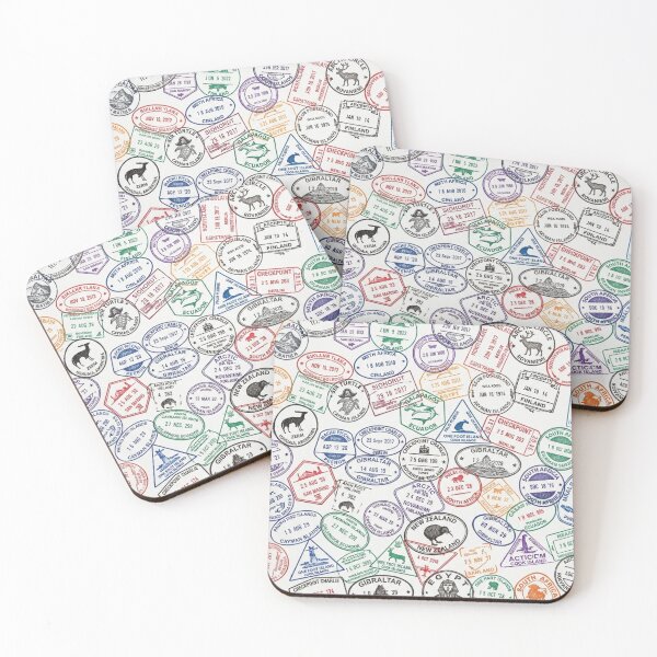 Item preview, Wanderlust Passport Stamps - World Traveler Pattern designed and sold by Cassia Leandra.