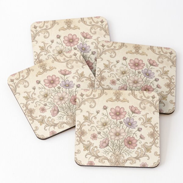 Item preview, Cosmos Flowers Vintage Damask Floral Aesthetic designed and sold by MAGICKEY2024.