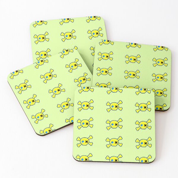 Item preview, Neon Yellow Emo Punk Cartoon Skull Crossbones designed and sold by MIMIWIWI.