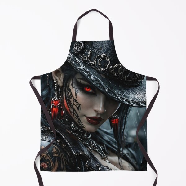 Item preview, Dark Gothic Cowgirl Portrait with Red Eyes – Vampire Western Wall Art designed and sold by Kaleidoscope Print.