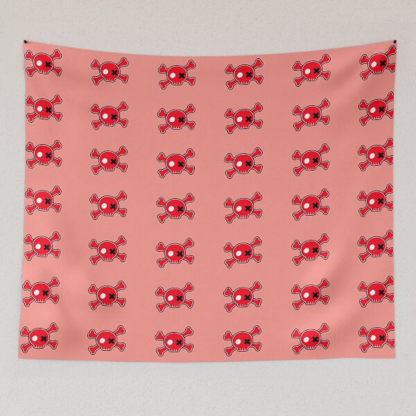 Item preview, Neon Red Emo Punk Cartoon Skull Crossbones designed and sold by MIMIWIWI.