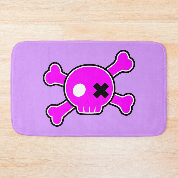 Item preview, Neon Pink Emo Punk Cartoon Skull Crossbones designed and sold by MIMIWIWI.