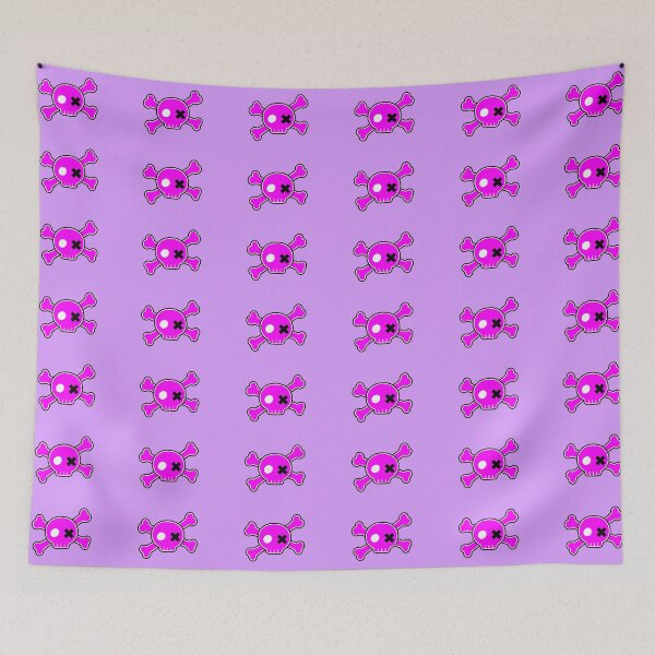 Item preview, Neon Pink Emo Punk Cartoon Skull Crossbones designed and sold by MIMIWIWI.