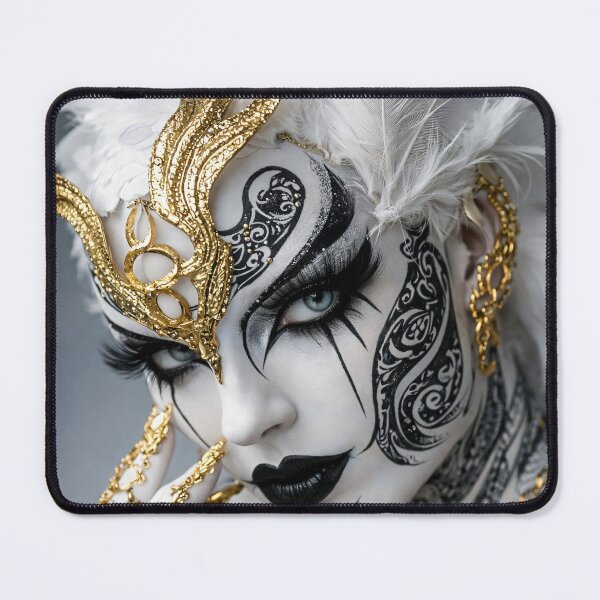 Item preview, White and Gold Venetian Masquerade Portrait – Luxury Gothic Fantasy Art designed and sold by Kaleidoscope Print.