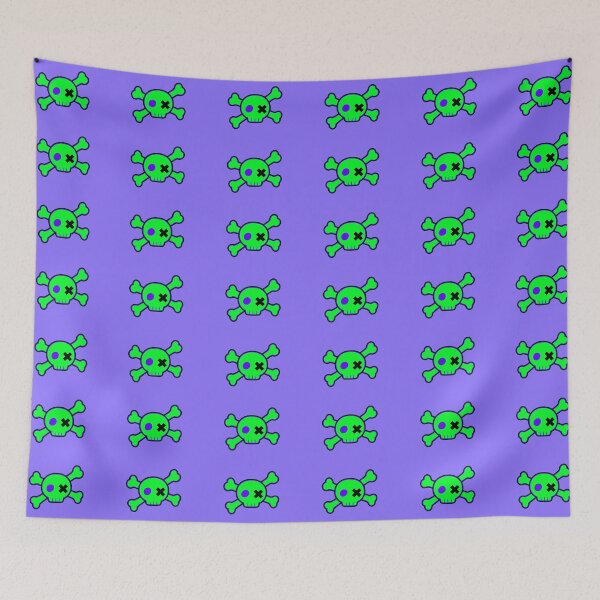Item preview, Neon Green Emo Punk Cartoon Skull Crossbones designed and sold by MIMIWIWI.