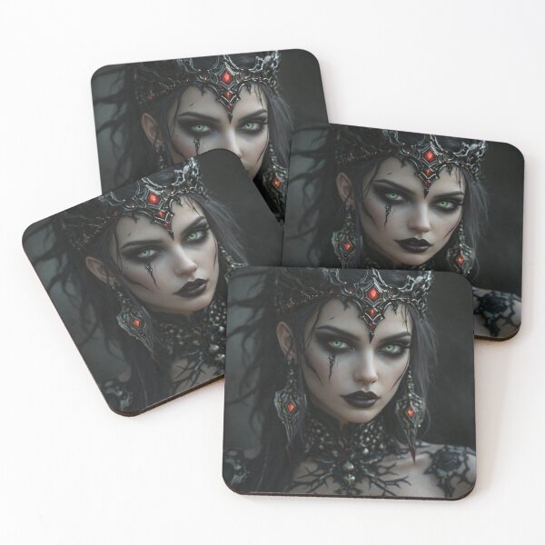 Item preview, Dark Fantasy Queen Portrait with Emerald Eyes and Gothic Crown designed and sold by Kaleidoscope Print.