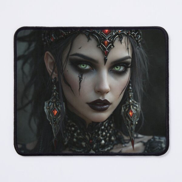 Item preview, Dark Fantasy Queen Portrait with Emerald Eyes and Gothic Crown designed and sold by Kaleidoscope Print.