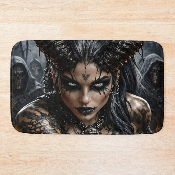 Item preview, Dark Demon Queen Portrait with Horns – Gothic Fantasy Warrior Wall Art designed and sold by Kaleidoscope Print.