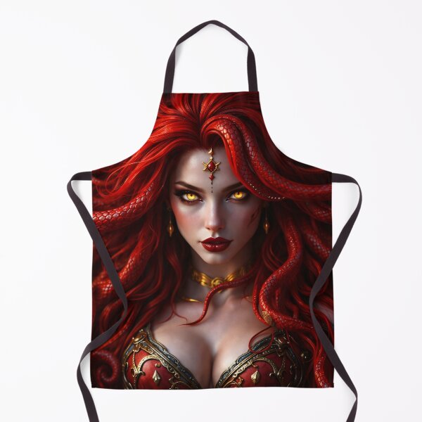 Item preview, Red Medusa Queen Portrait with Serpent Hair – Dark Fantasy Mythology Art designed and sold by Kaleidoscope Print.