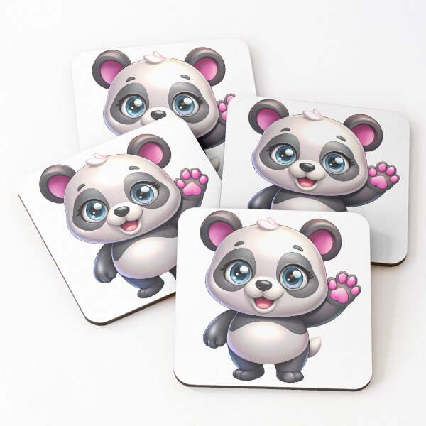 Item preview, Cute Kawaii Panda Waving Hello Pink Heart Paw designed and sold by JoRem47.