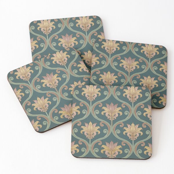 Item preview, Elegant Lilies & Vines on Teal Luxury Pattern designed and sold by mittie101.