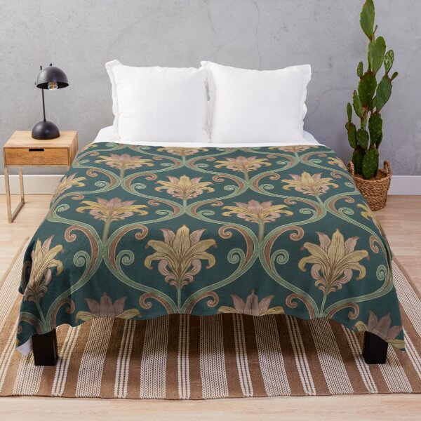 Item preview, Elegant Lilies & Vines on Teal Luxury Pattern designed and sold by mittie101.