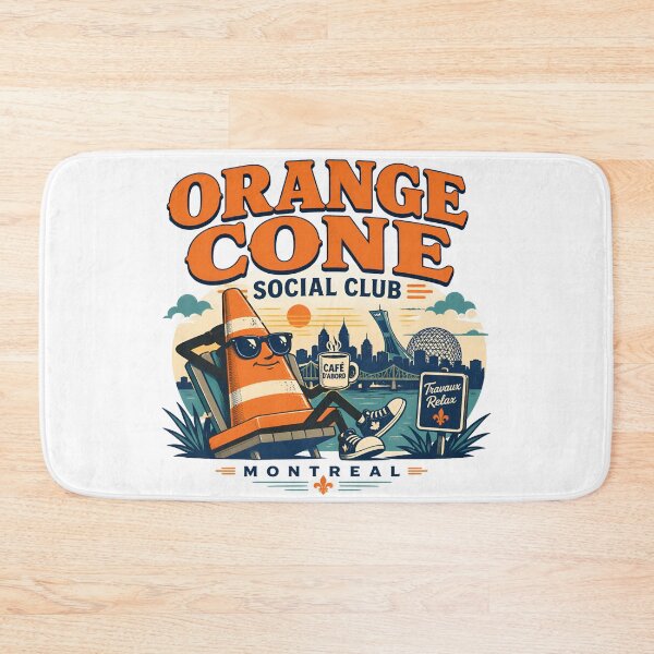 Aperçu de l'œuvre Orange Cone Social Club Montréal Drôle créée et vendue par Fenay Designs.
