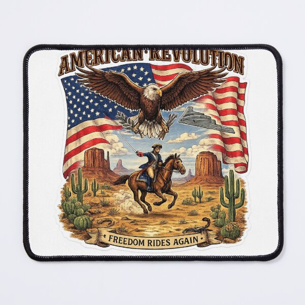 Item preview, American Revolution T-Shirt – Freedom Rides Again Patriotic Western Eagle Design designed and sold by Puraenergia Stickers.