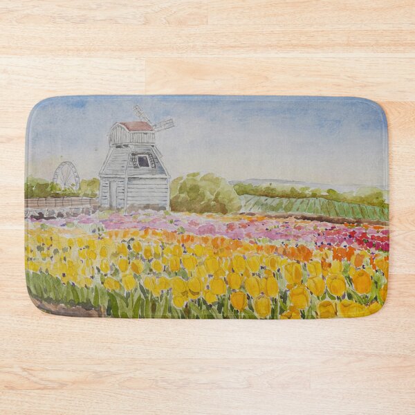 Item preview, colourful tulips fields watercolour painting  designed and sold by ColorandColor.