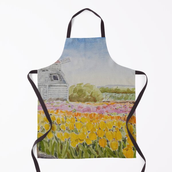 Item preview, colourful tulips fields watercolour painting designed and sold by ColorandColor.