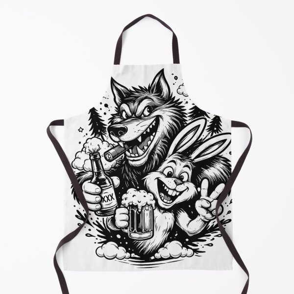 Item preview, Funny Wolf and Rabbit Party Design Black and White – Cool Cartoon Animal Duo Graphic Tee designed and sold by Aniahck.