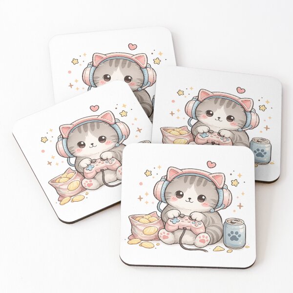 Item preview, Kawaii Gamer Cat RGB Neon Cute Gaming Cat Headset Sticker designed and sold by Cute-Corne.