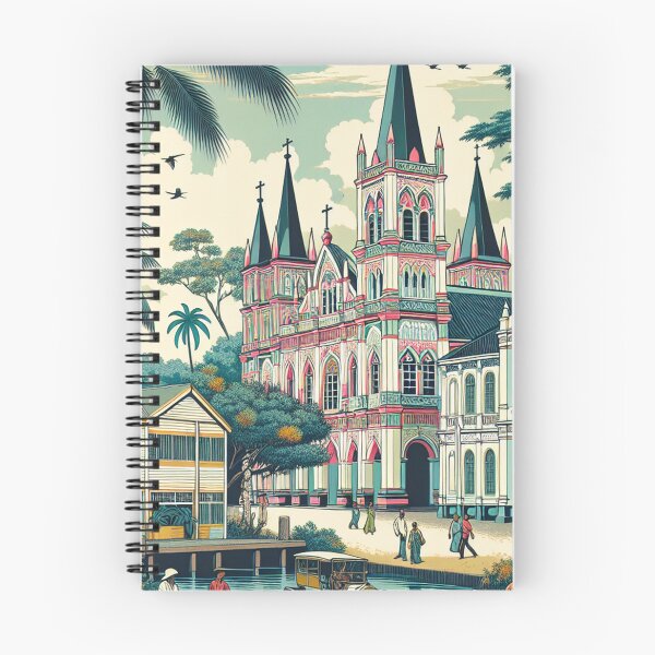 Item preview, Paramaribo Suriname Ukiyo-e Japanese Woodblock Style - Saint Peter and Paul Cathedral designed and sold by Vandy Fullam.