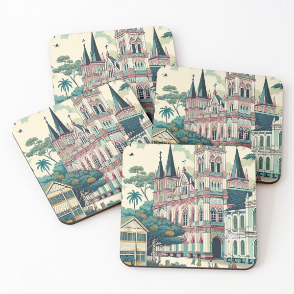 Item preview, Paramaribo Suriname Ukiyo-e Japanese Woodblock Style - Saint Peter and Paul Cathedral designed and sold by Vandy Fullam.