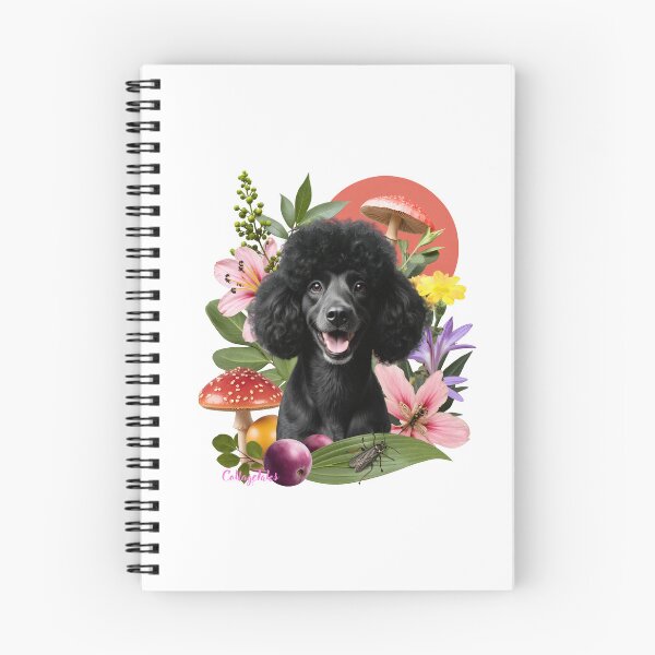 Item preview, Black Poodle Floral Collage Tales | Dog Portrait Breed Bug Flowers Mushrooms Fruits Herbs Lily Dog Lovers designed and sold by LisaTumi.art.