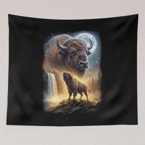 Item preview, Buffalo Howling Moon Art Animal Lover designed and sold by DoodleTortle.