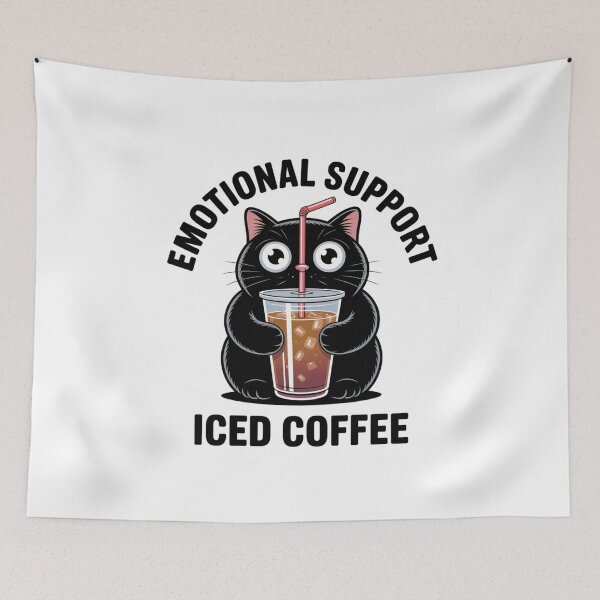 Item preview, Funny Emotional Support Iced Coffee Black Cat Sticker designed and sold by Mr-wow.