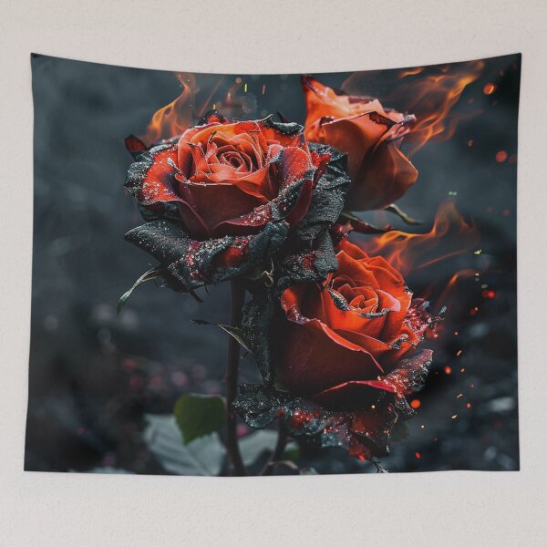 Item preview, Burning Roses – Dark Floral Fire Aesthetic designed and sold by VelvetThornsArt.