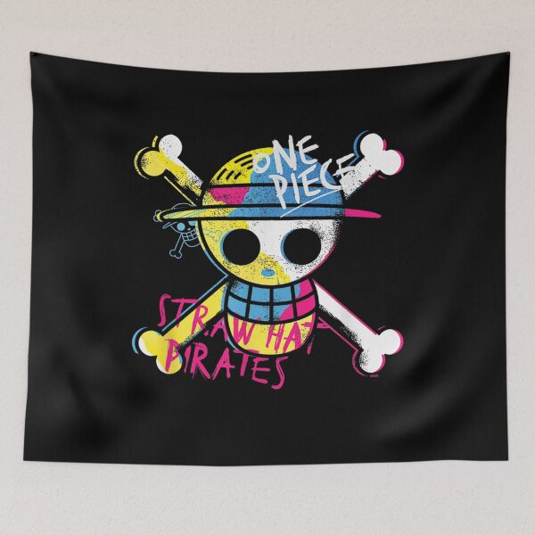 Item preview, Neon Straw Hat Pirates Jolly Roger | Vibrant Anime Grunge Fan Art designed and sold by Alluka Brand.