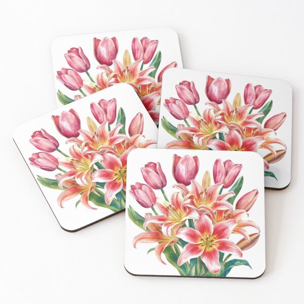 Item preview, Bouquet of pink lilies and tulips designed and sold by uunaa.