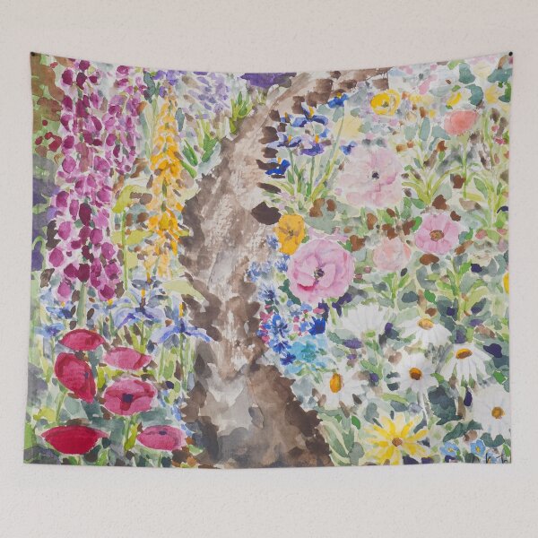 Item preview, colourful secret garden watercolour painting  designed and sold by ColorandColor.