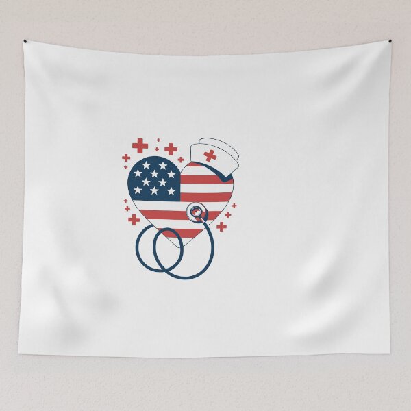 Item preview, Heart with USA Flag and Nurse Cap designed and sold by jkrphoto.