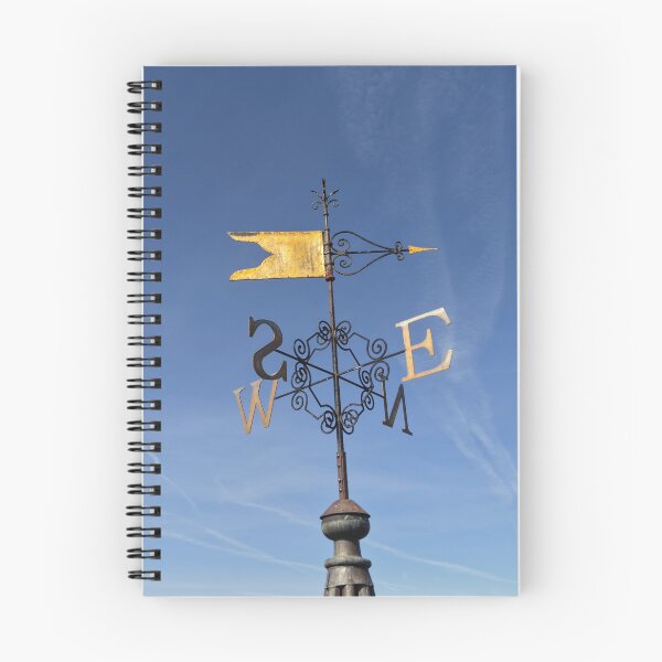 Item preview, Weather vane on church steep, with blue sky and vapor trails designed and sold by Drone Filming Hertfordshire.