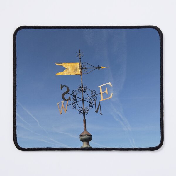 Item preview, Weather vane on church steep, with blue sky and vapor trails designed and sold by Drone Filming Hertfordshire.